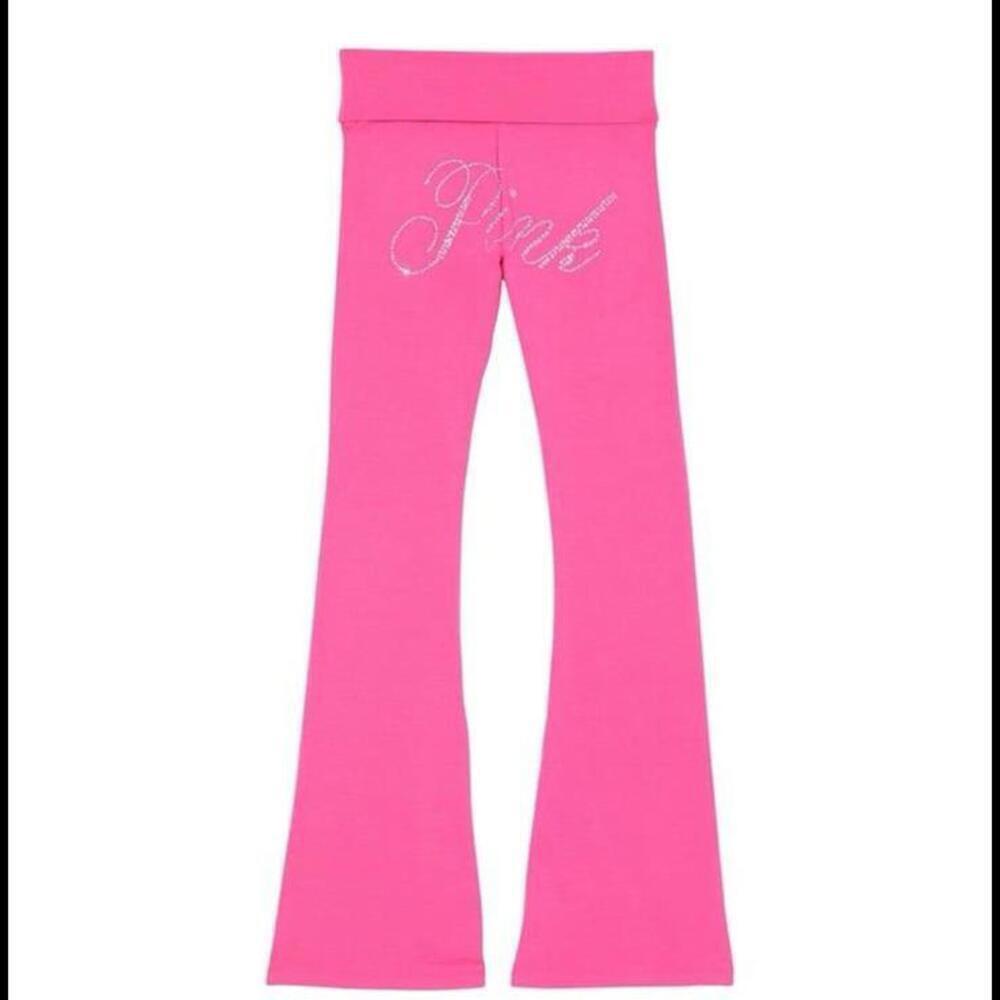 COPY - Y2K Victoria’s Secret PINK VS Bling Cotton Foldover Flare Leggings - Picture 2 of 4